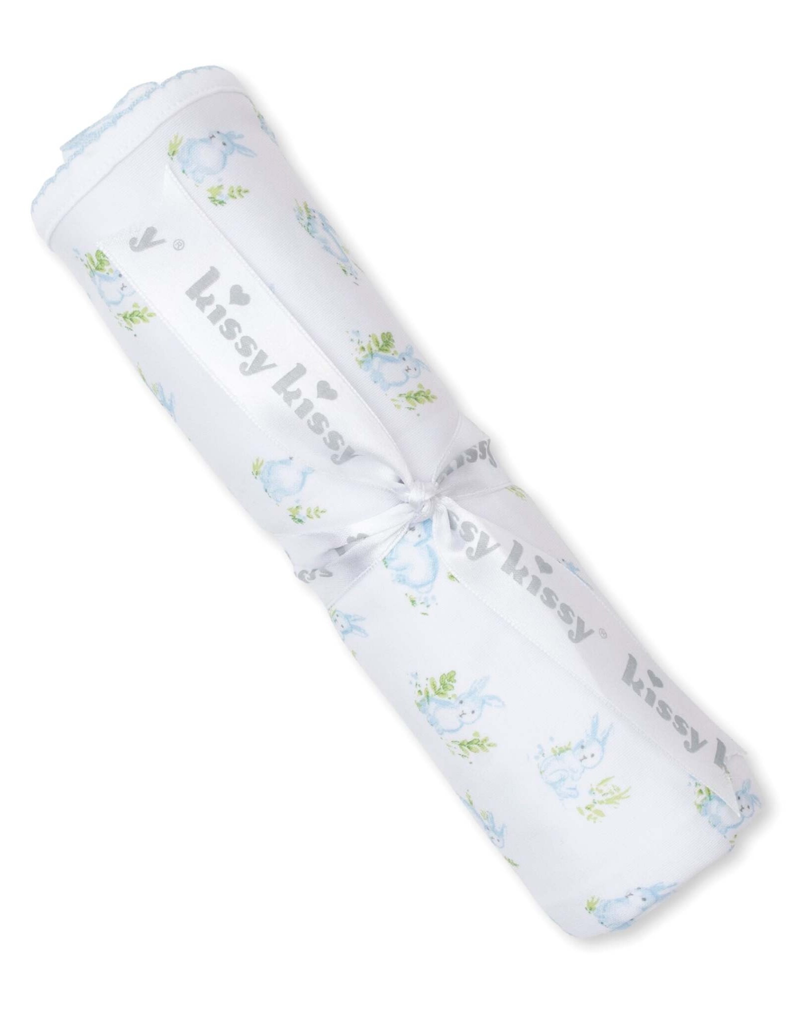 Kissy Kissy Blue Cottontail Hollow Swaddle Blanket