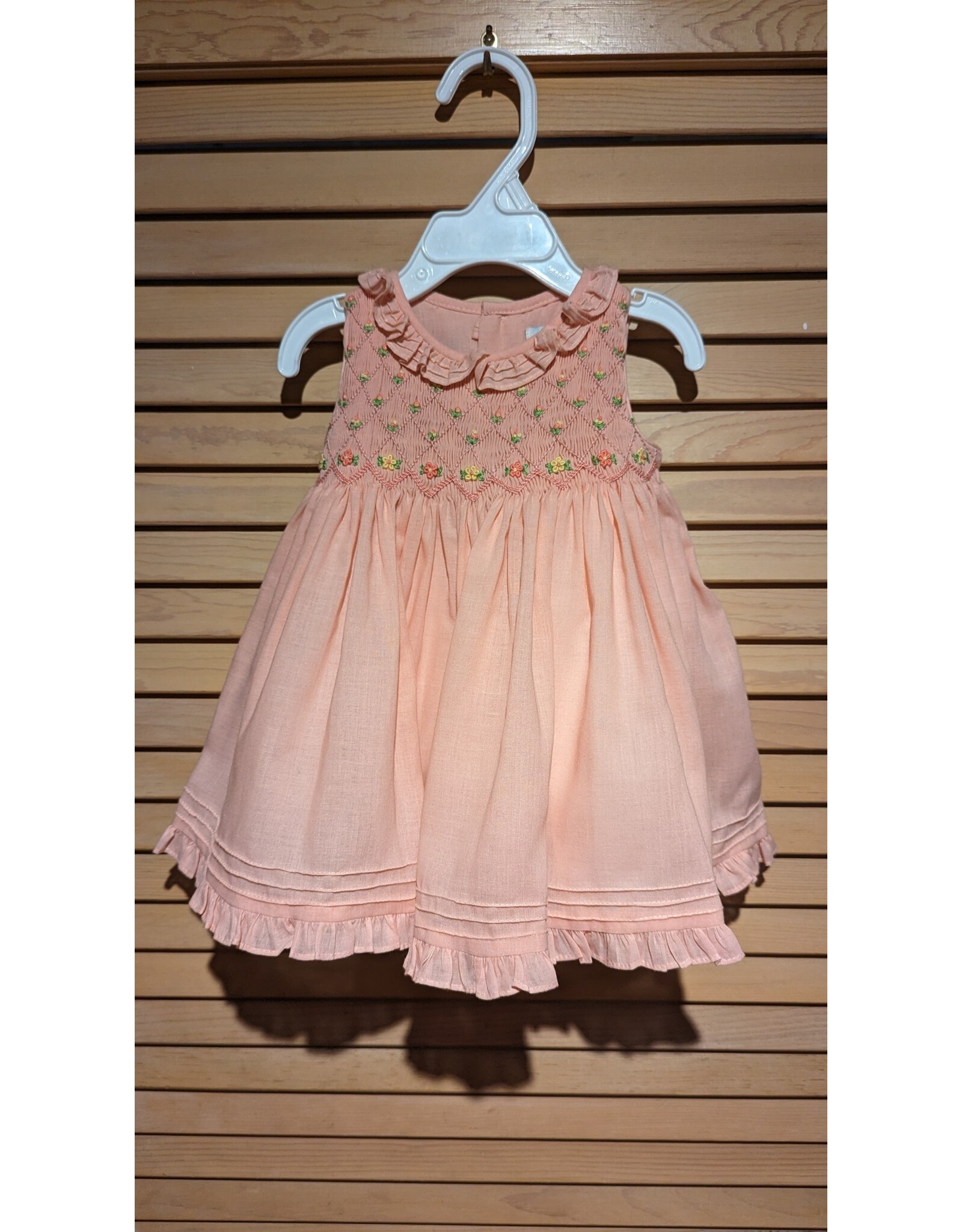 Casero Smocked Peach Baby Dress