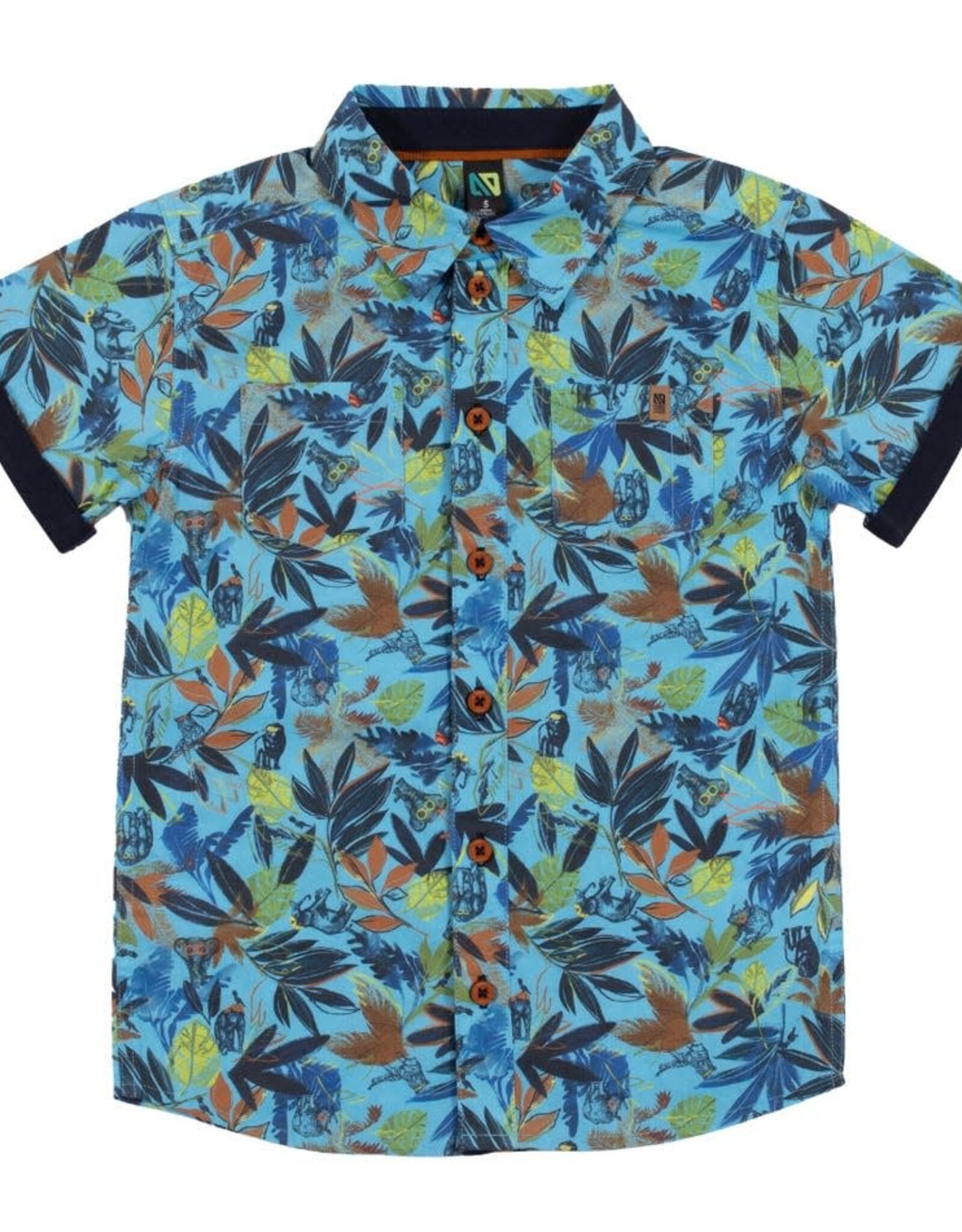 Noruk Safari Color Block Printed Button Up Shirt
