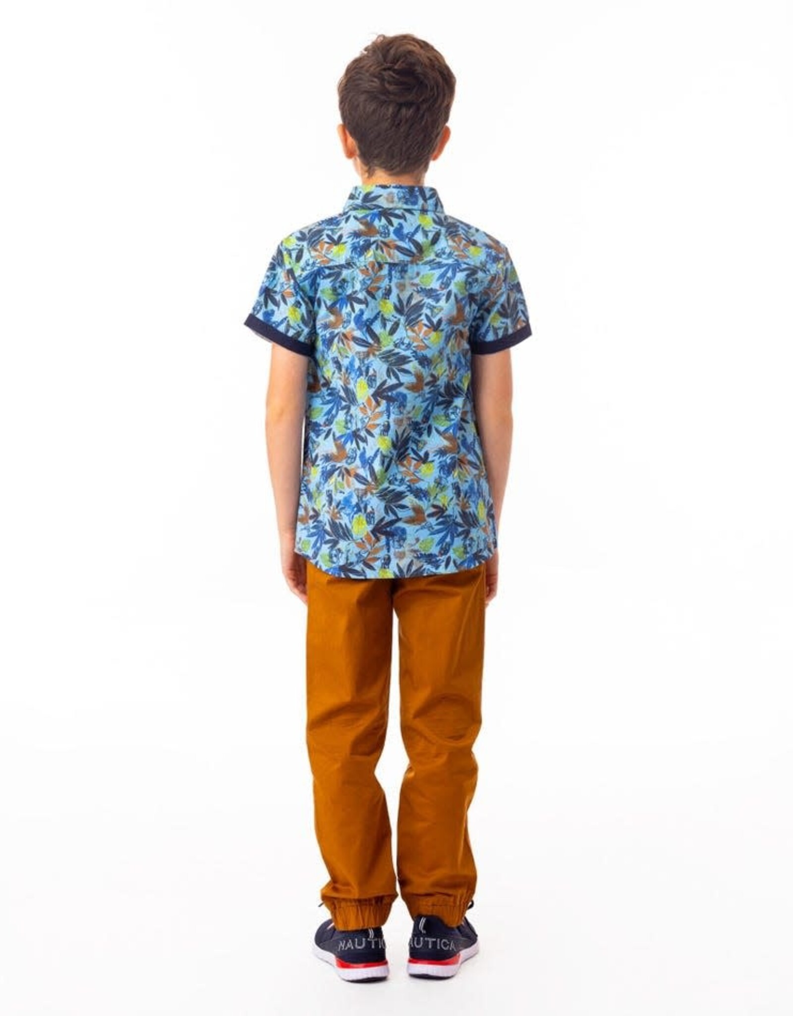 Noruk Safari Color Block Printed Button Up Shirt