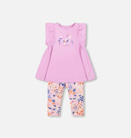 Deux Par Deux Fields Flowers Top/Capri Set