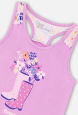 Deux Par Deux Violet Tulle T-Back Top