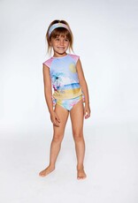 Deux Par Deux Palm Leaves Two Pc Rashguard Swimsuit