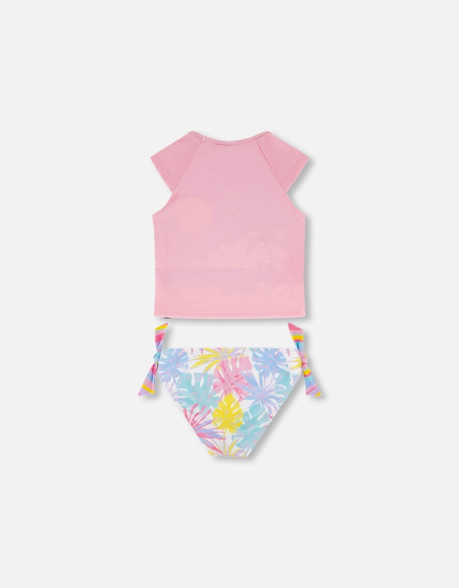 Deux Par Deux Palm Leaves Two Pc Rashguard Swimsuit