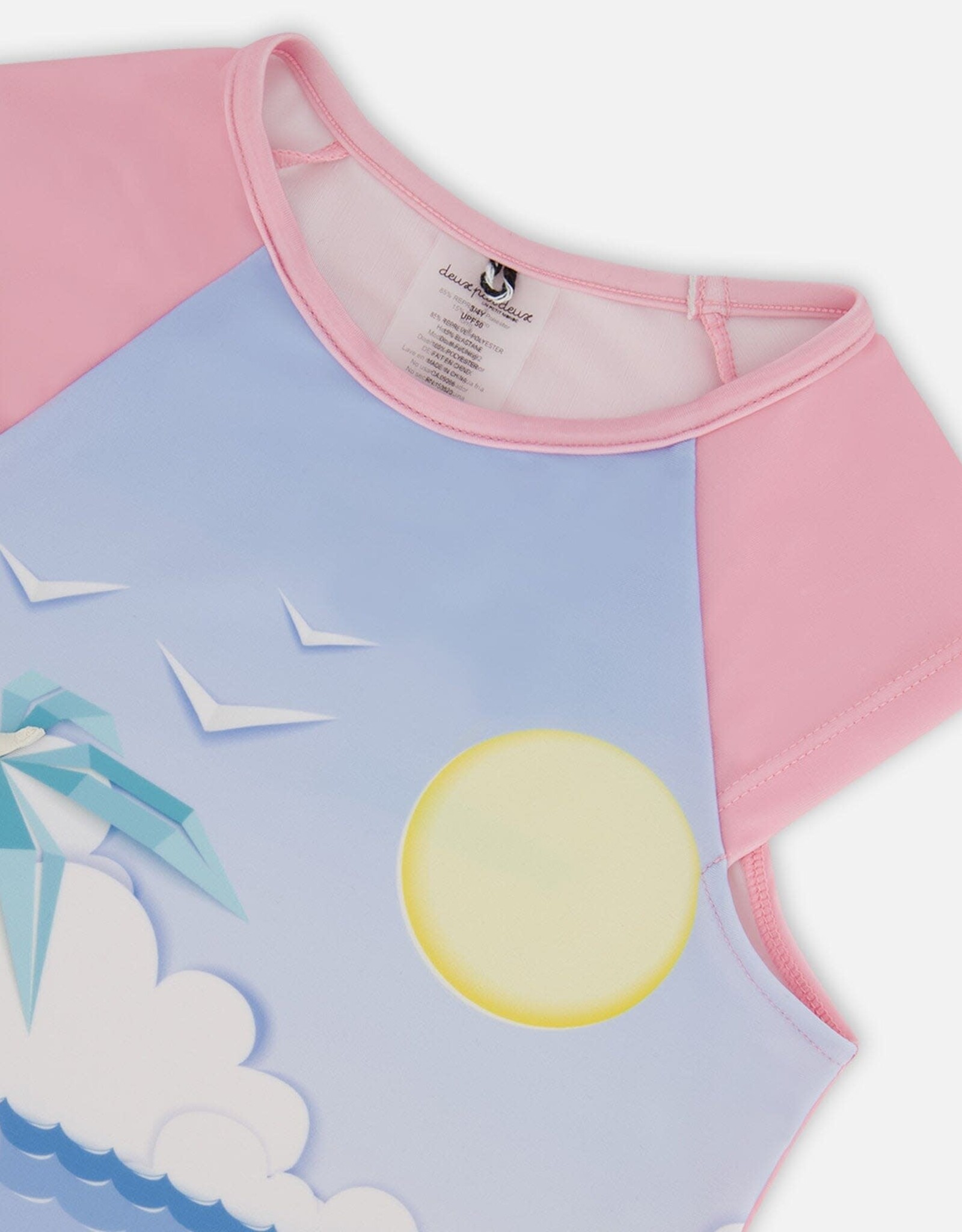 Deux Par Deux Palm Leaves Two Pc Rashguard Swimsuit