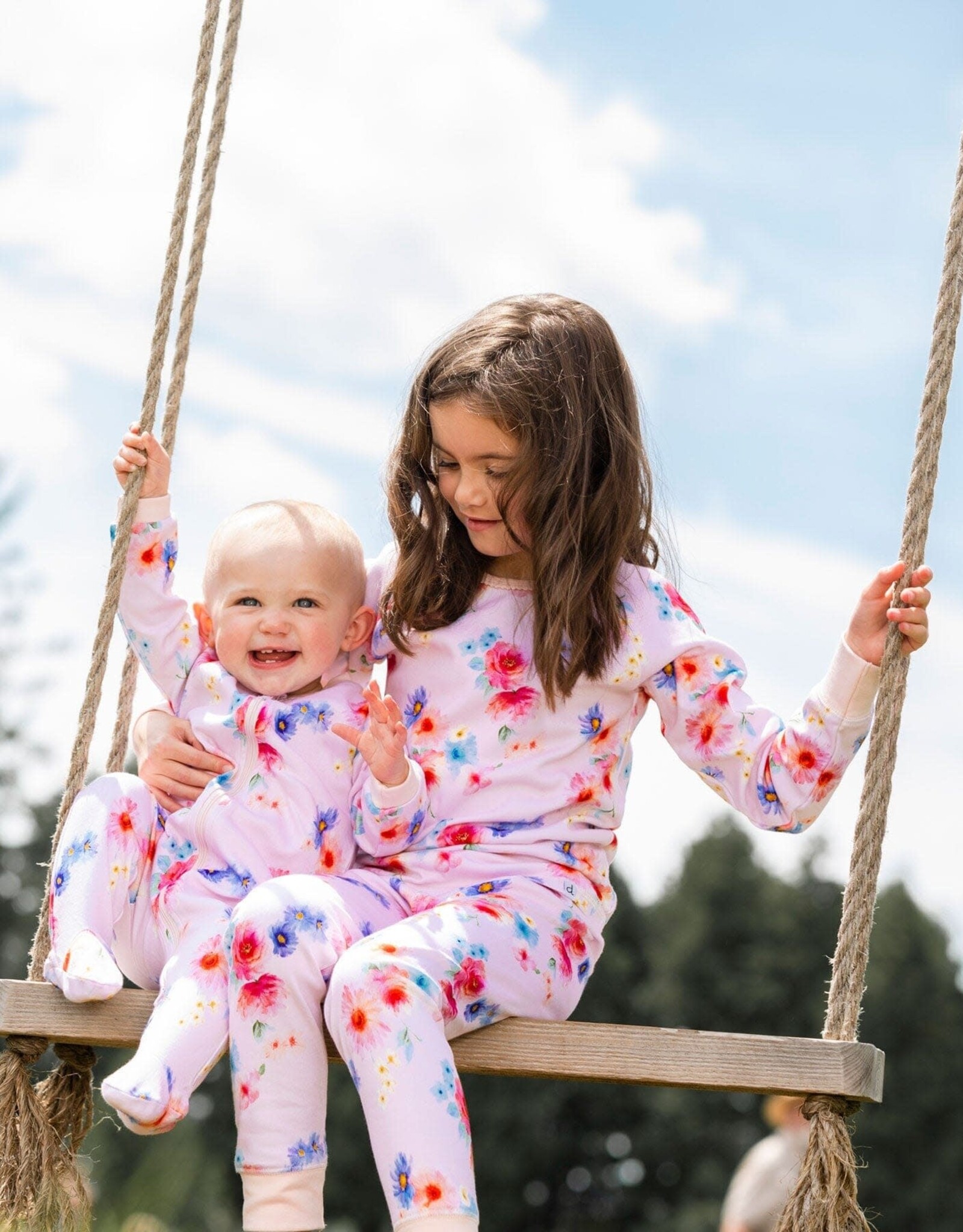 Deux Par Deux Floral Bouquet Footie Pajamas