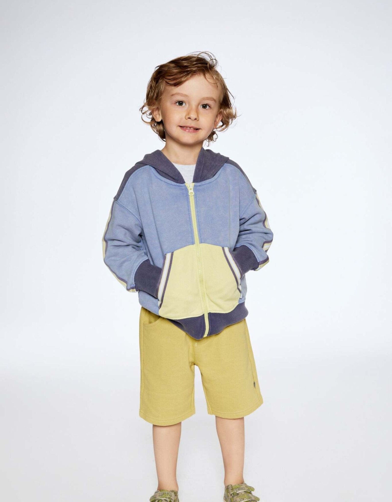 Deux Par Deux Stonewash Hooded Zip Up