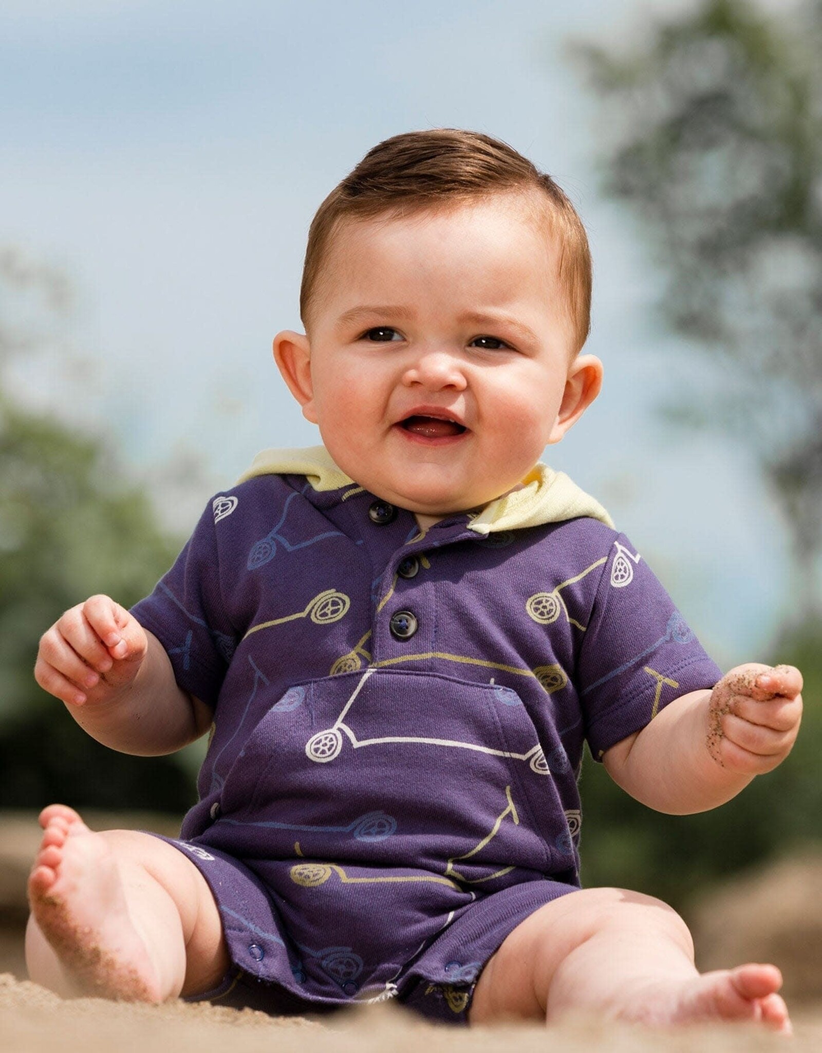 Deux Par Deux Scooters Hooded Romper