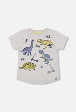 Deux Par Deux Light Grey Dino Print T-Shirt