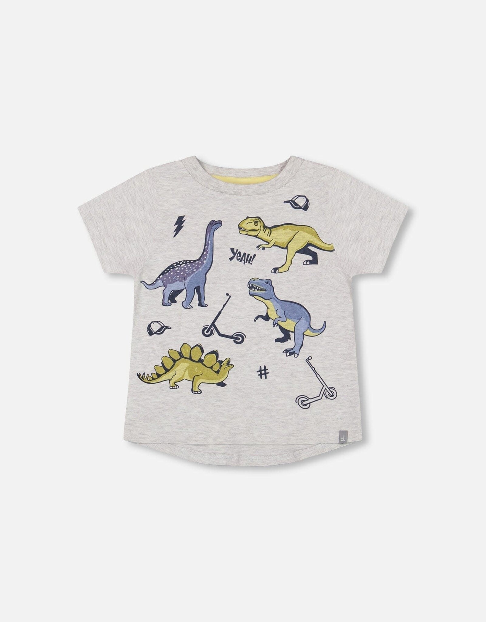 Deux Par Deux Light Grey Dino Print T-Shirt