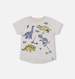 Deux Par Deux Light Grey Dino Print T-Shirt