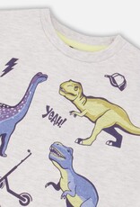 Deux Par Deux Light Grey Dino Print T-Shirt