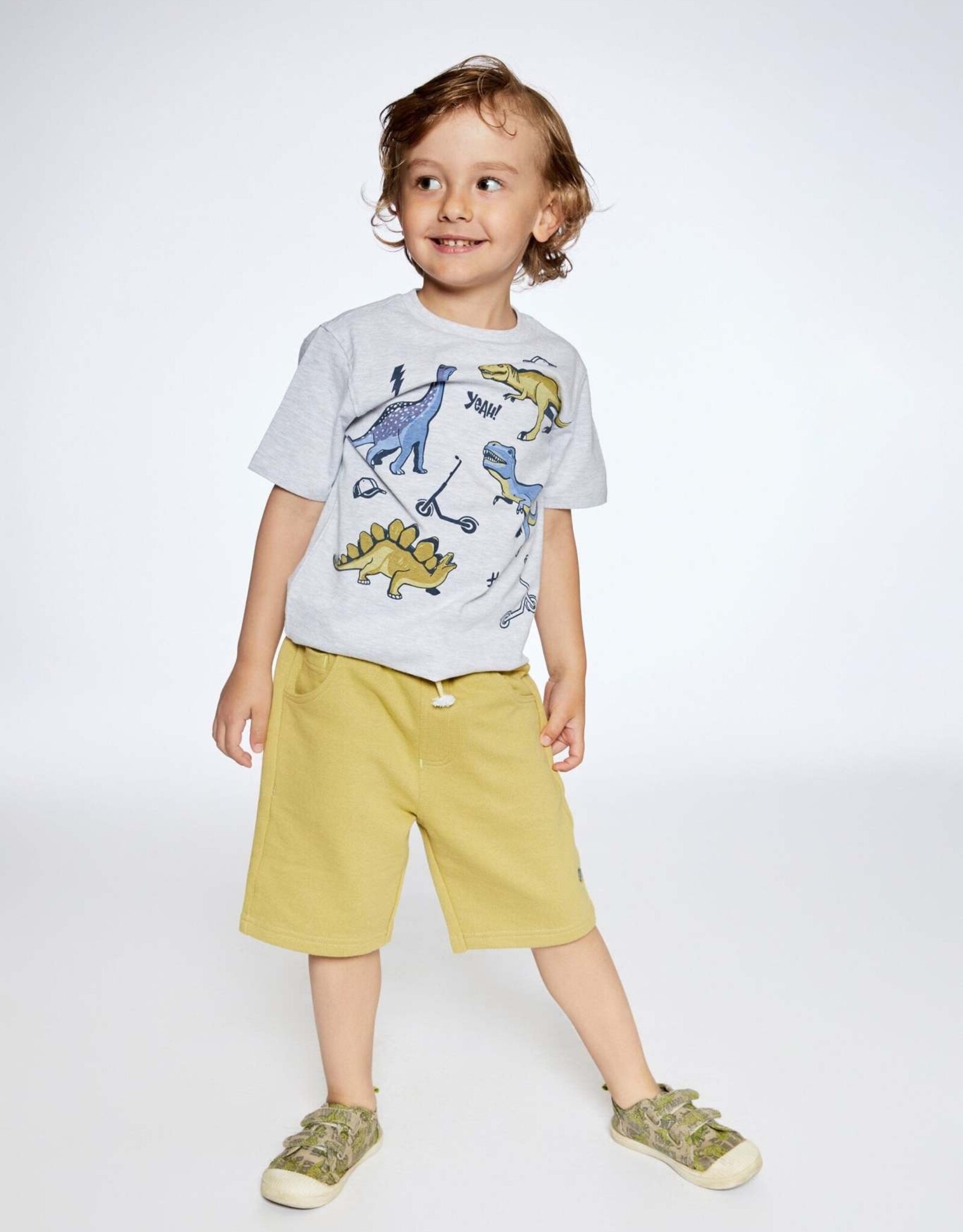 Deux Par Deux Light Grey Dino Print T-Shirt