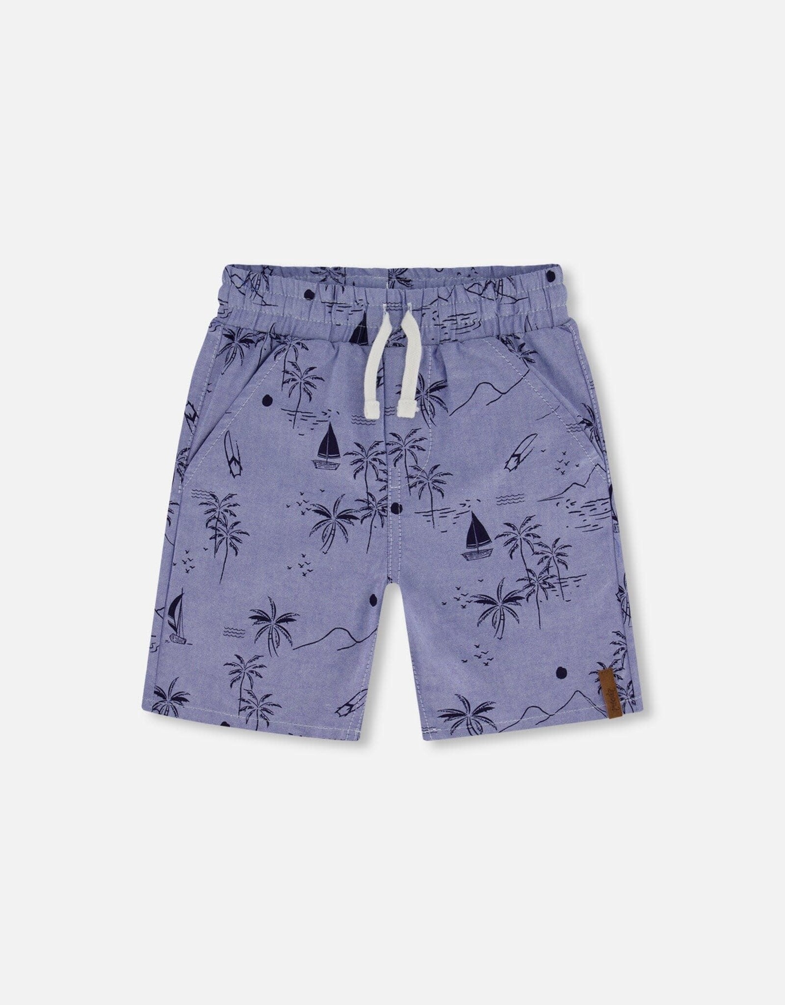 Deux Par Deux Printed Beach Chambray Short