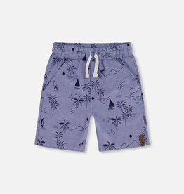 Deux Par Deux Printed Beach Chambray Short