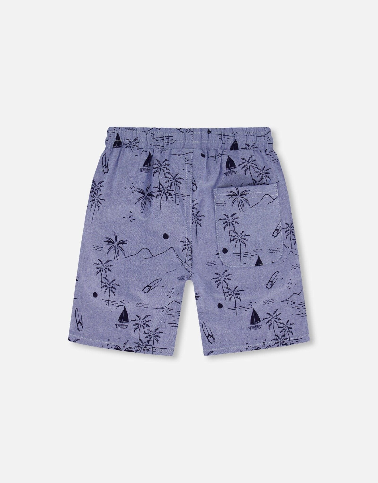 Deux Par Deux Printed Beach Chambray Short