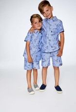 Deux Par Deux Printed Beach Chambray Short