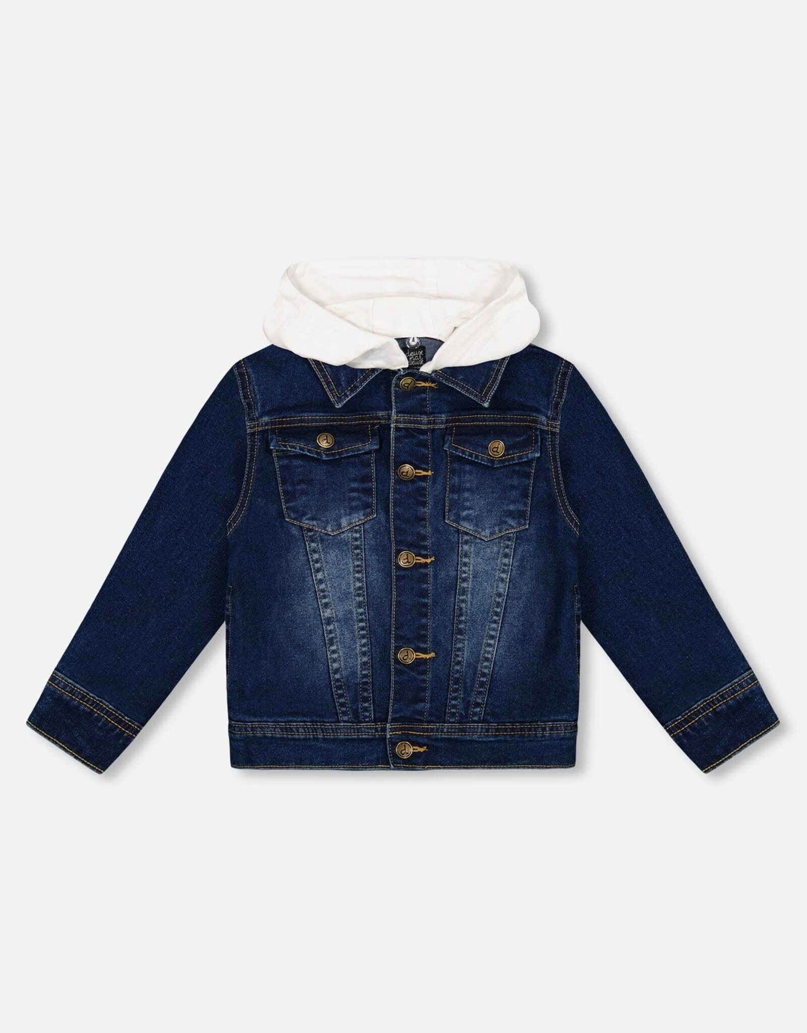 Deux Par Deux Navy Denim Jacket w/Removable Hood