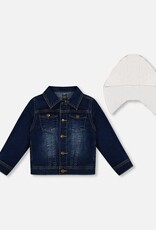 Deux Par Deux Navy Denim Jacket w/Removable Hood