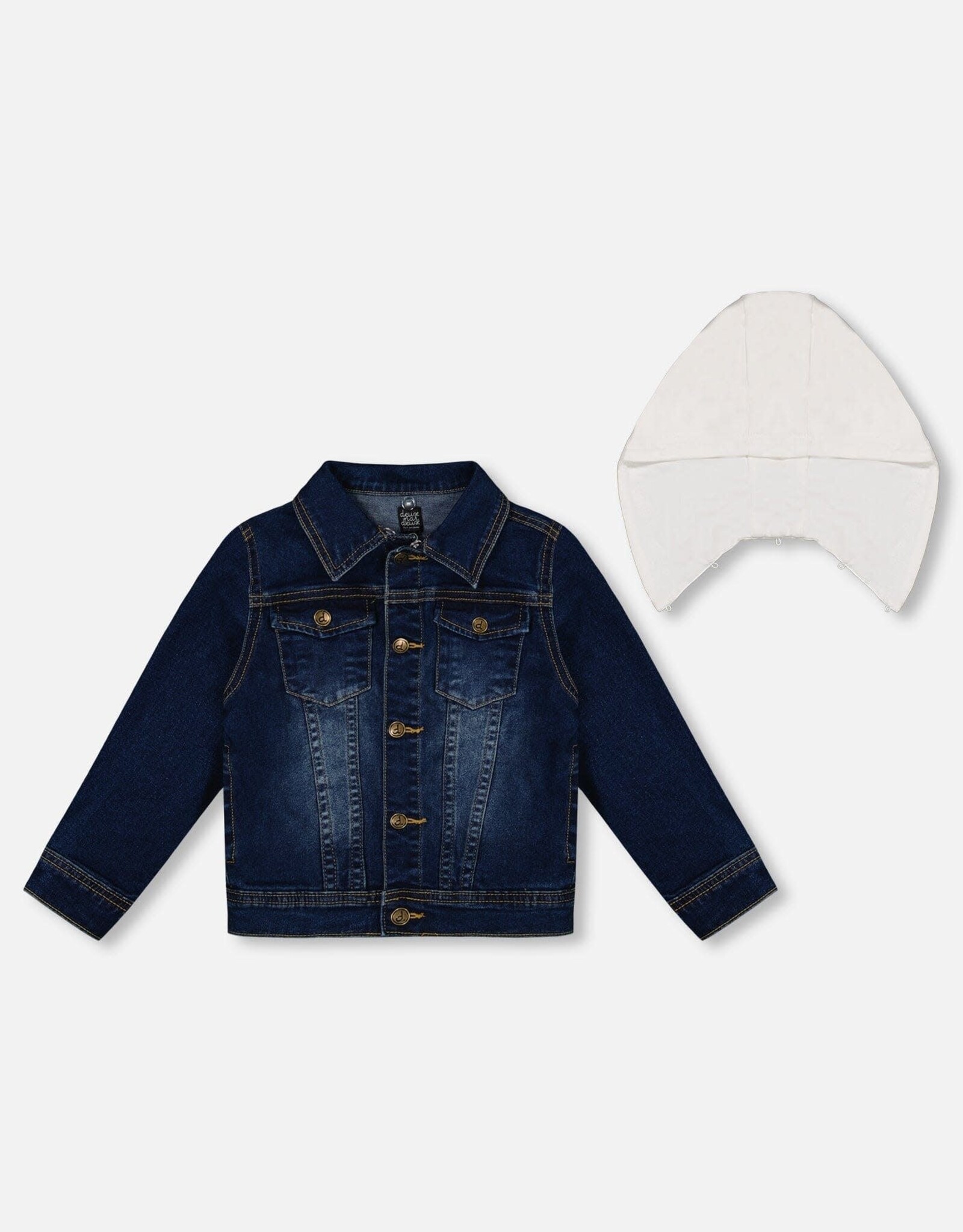 Deux Par Deux Navy Denim Jacket w/Removable Hood
