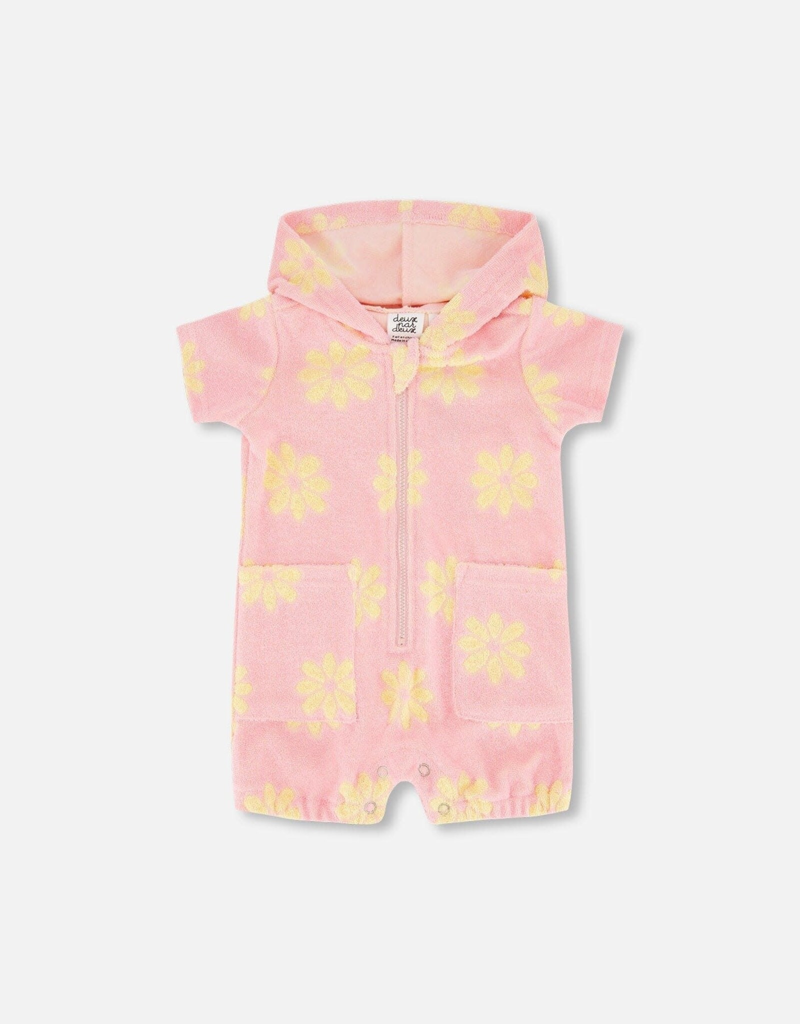 Deux Par Deux Candy Pink Hooded Romper