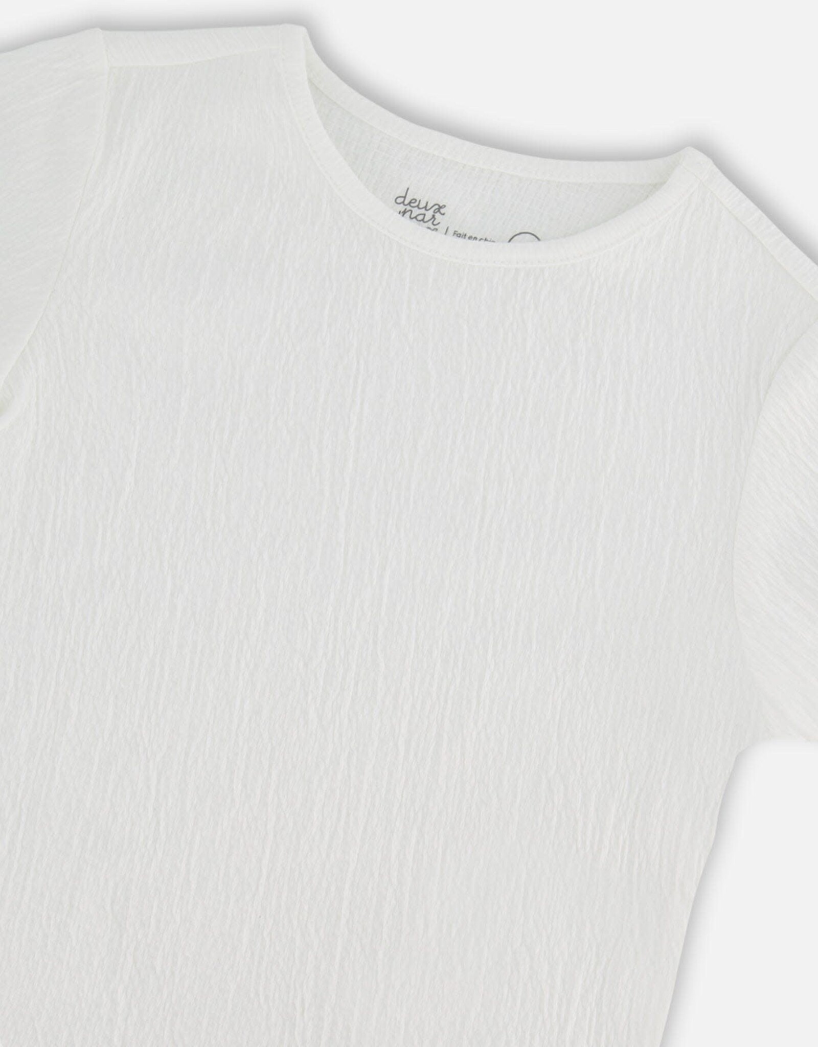 Deux Par Deux Off White Crinkle Top