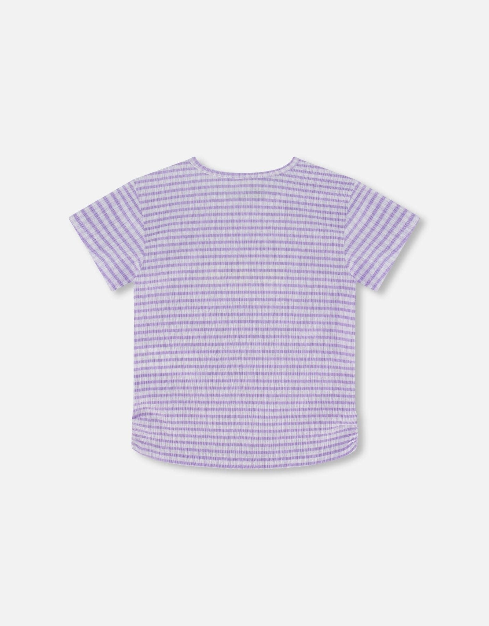 Deux Par Deux Vichy Lilac Crinkle Top w/Flower Applique