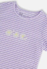 Deux Par Deux Vichy Lilac Crinkle Top w/Flower Applique