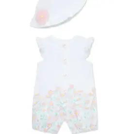 Little Me White Daisy Love Romper and Hat