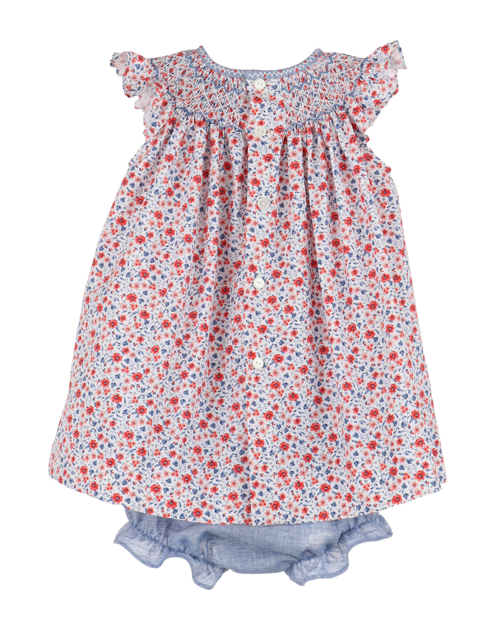 Casero RWB Floral Smocked Bishop Dress