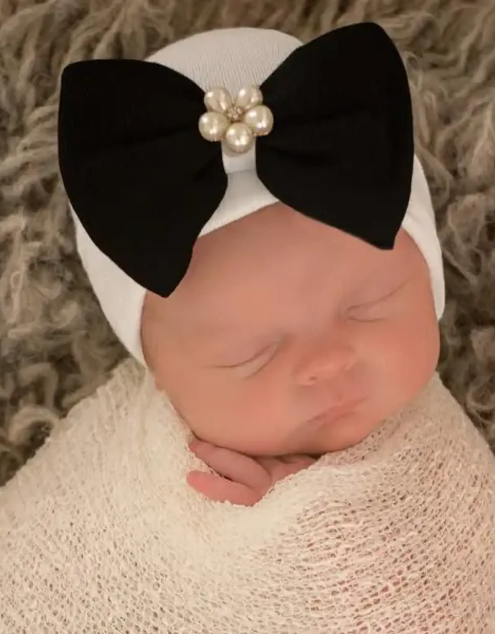 ilybean Nursery Beanie - Bea Black Bow Hat