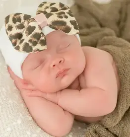 ilybean Nursery Beanie - Lux Leopard Bow