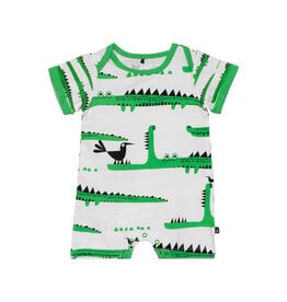 Deux Par Deux Printed Romper - Crocodiles