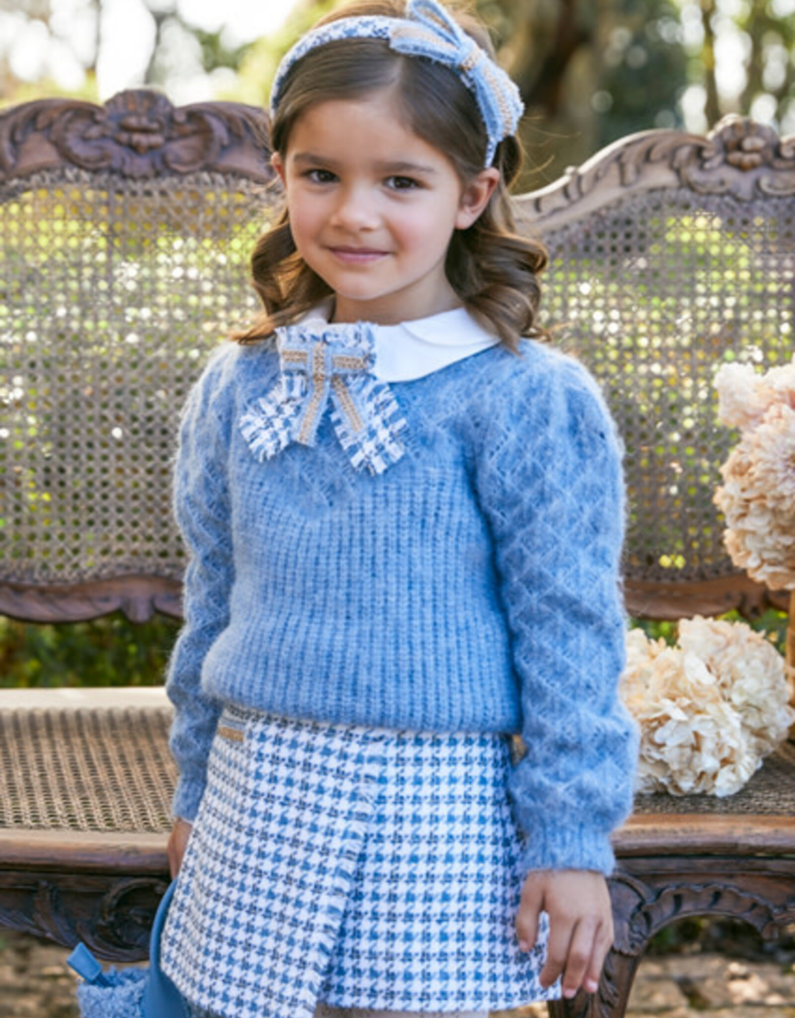 Abel & Lula Cerulean Houndstooth Pant Skirt