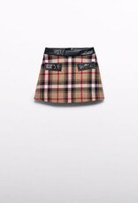 Abel & Lula Camel Checked Skirt