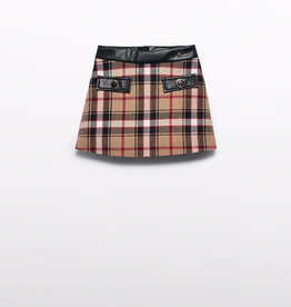 Abel & Lula Camel Checked Skirt