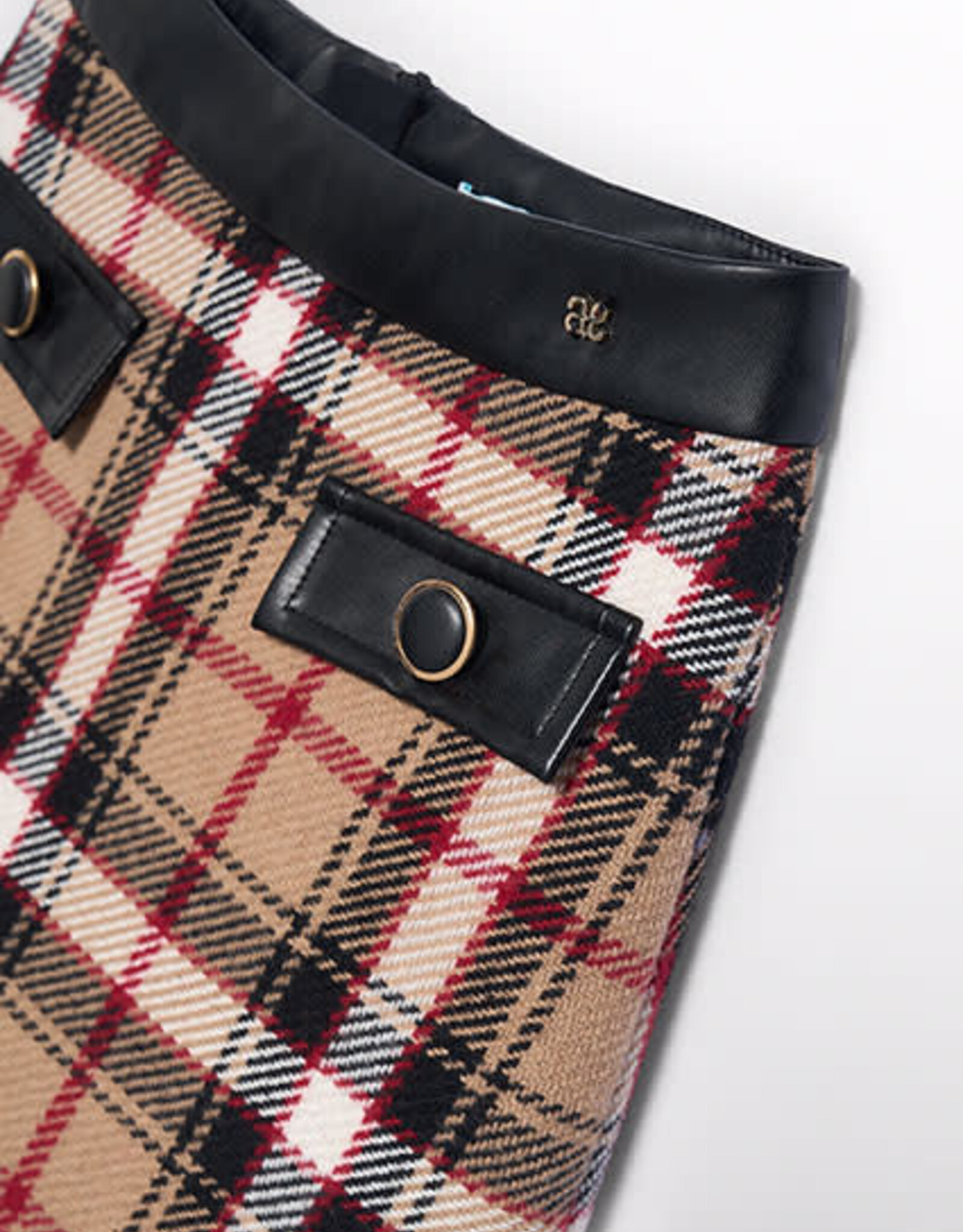 Abel & Lula Camel Checked Skirt