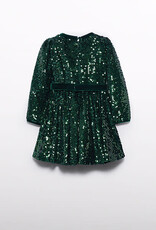 Abel & Lula Green Bottle Sequen Velvet Dress