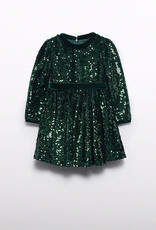 Abel & Lula Green Bottle Sequen Velvet Dress