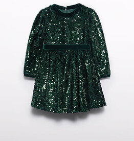 Abel & Lula Green Bottle Sequen Velvet Dress