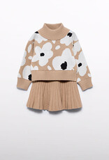 Abel & Lula Camel Pleated Knit Skirt Set