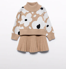 Abel & Lula Camel Pleated Knit Skirt Set