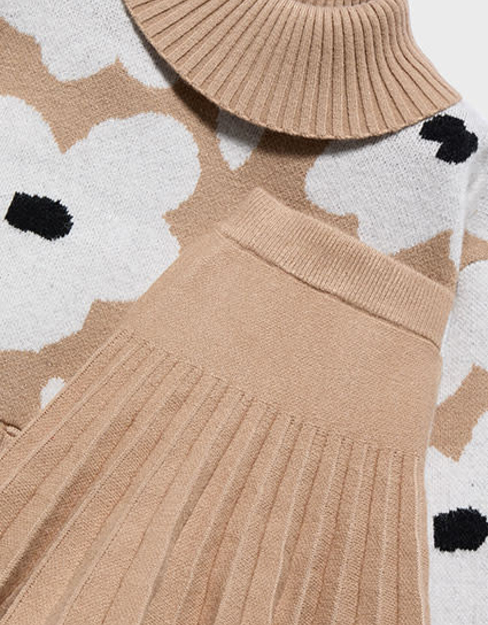 Abel & Lula Camel Pleated Knit Skirt Set