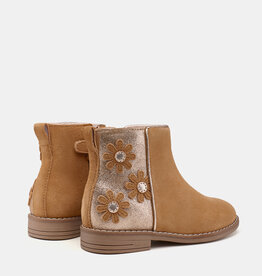 Mayoral Camel Leather Boots with Floral Accent