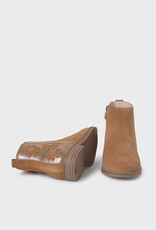 Mayoral Camel Leather Boots with Floral Accent