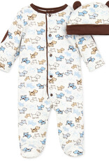 Little Me Cute Puppies Footed One-Piece And Hat