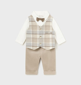 Mayoral Toasted Walnut Vest-Shirt Pants Set