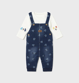 Mayoral Dark Denim Puppy Fleece Overall Set