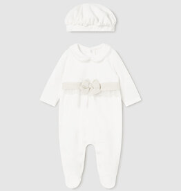 Mayoral Neutrals Bodysuit with Accent Waist and Beret