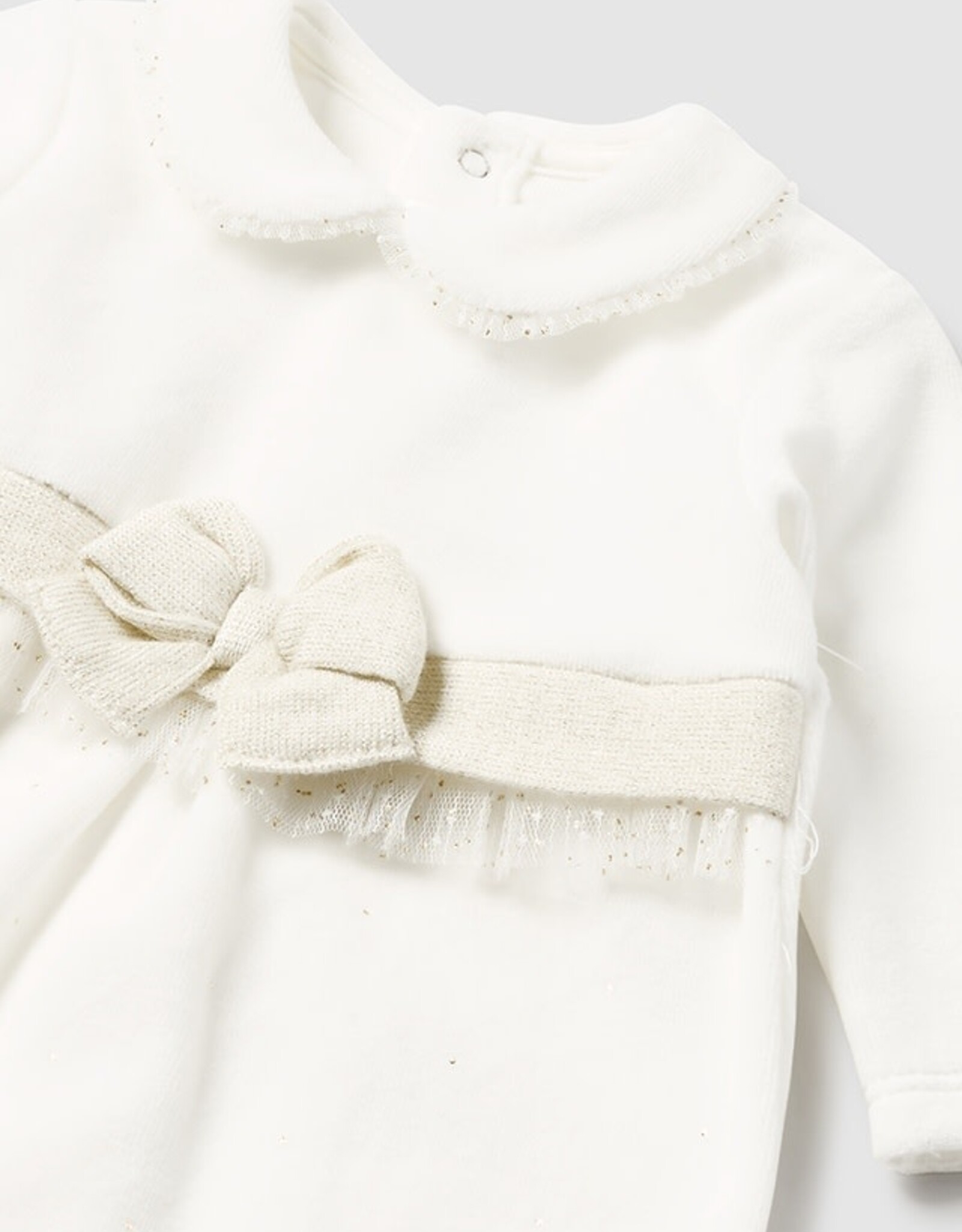 Mayoral Neutrals Bodysuit with Accent Waist and Beret